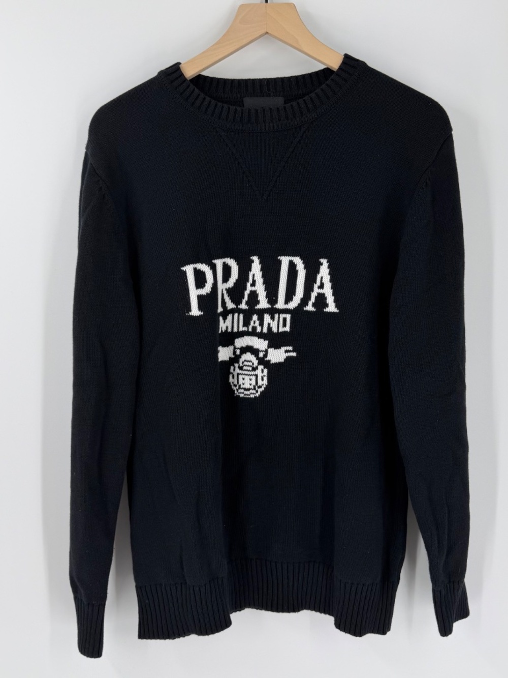 Fashion Logo Sweater Cotton Blend L Black White